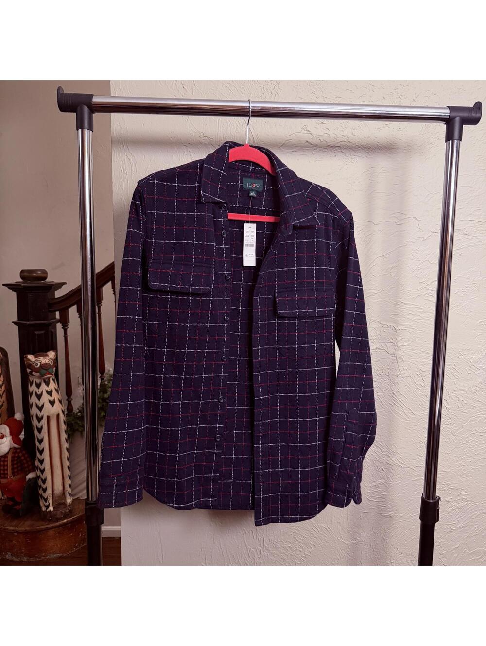 J.Crew Men's Navy Plaid Heavy Outerwear Shirt